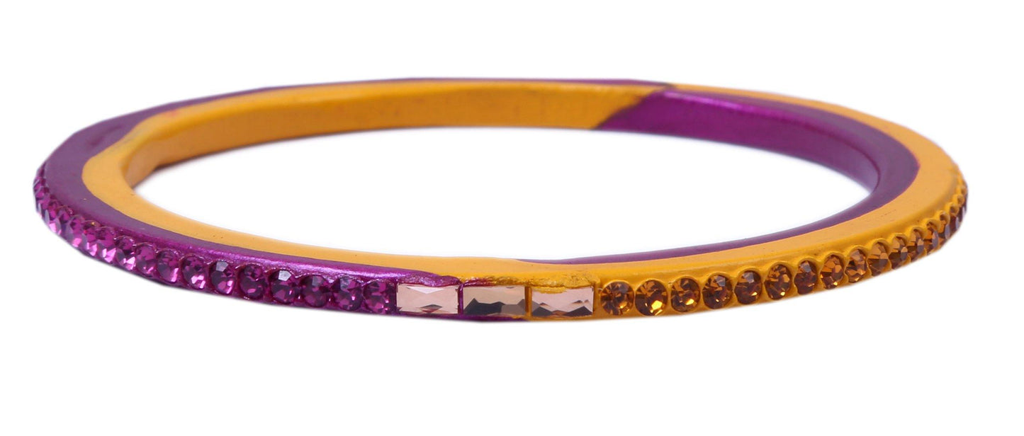 sukriti traditional yellow-magenta lac bangles for women - set of 8