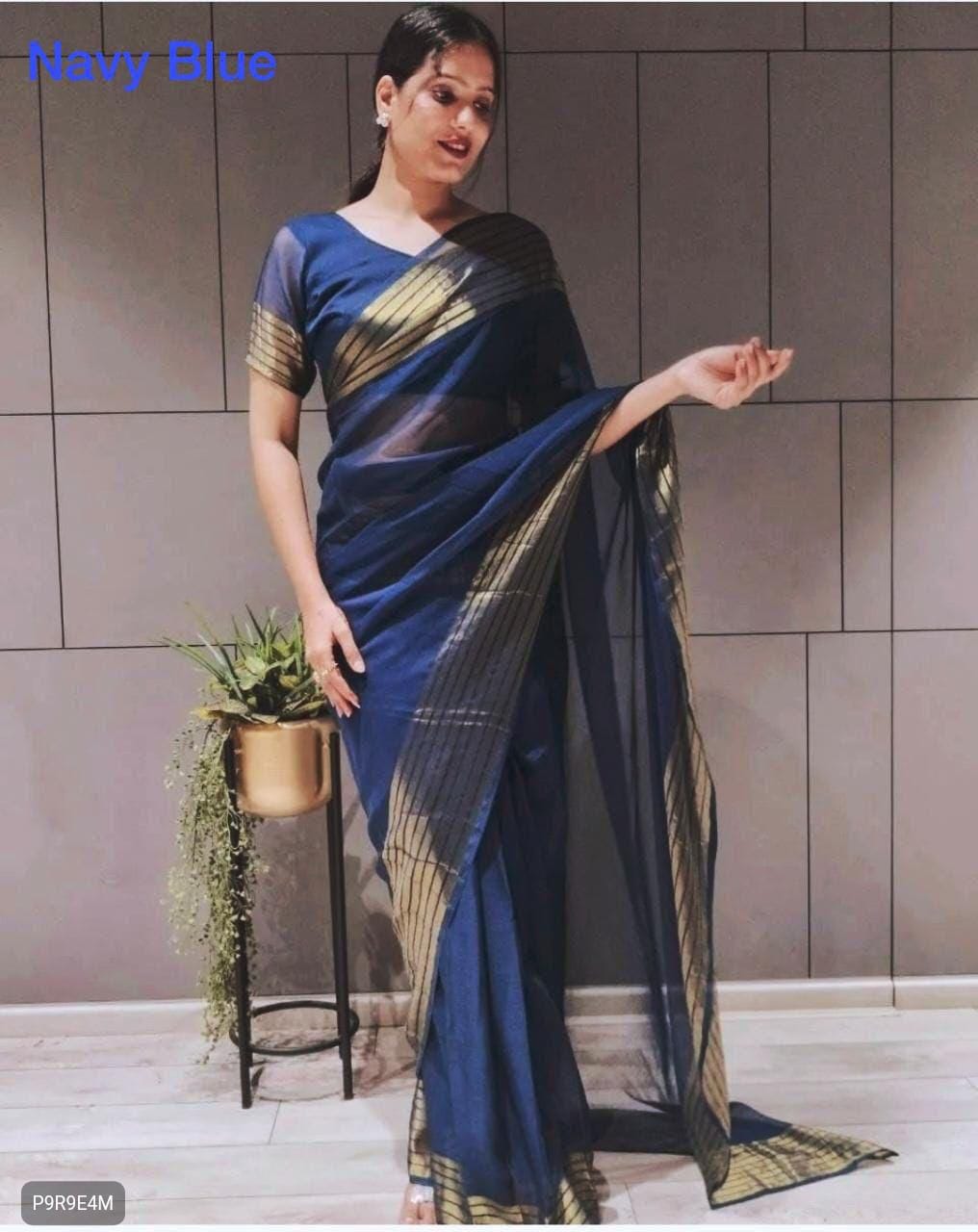 1-Minute Ready to Wear Georgette Saree with Bangalori Blouse