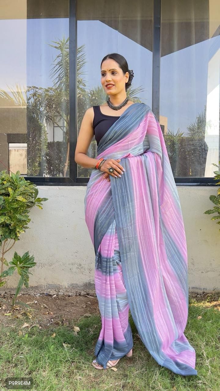 1-Minute Ready to Wear Georgette Saree with Bangalori Blouse