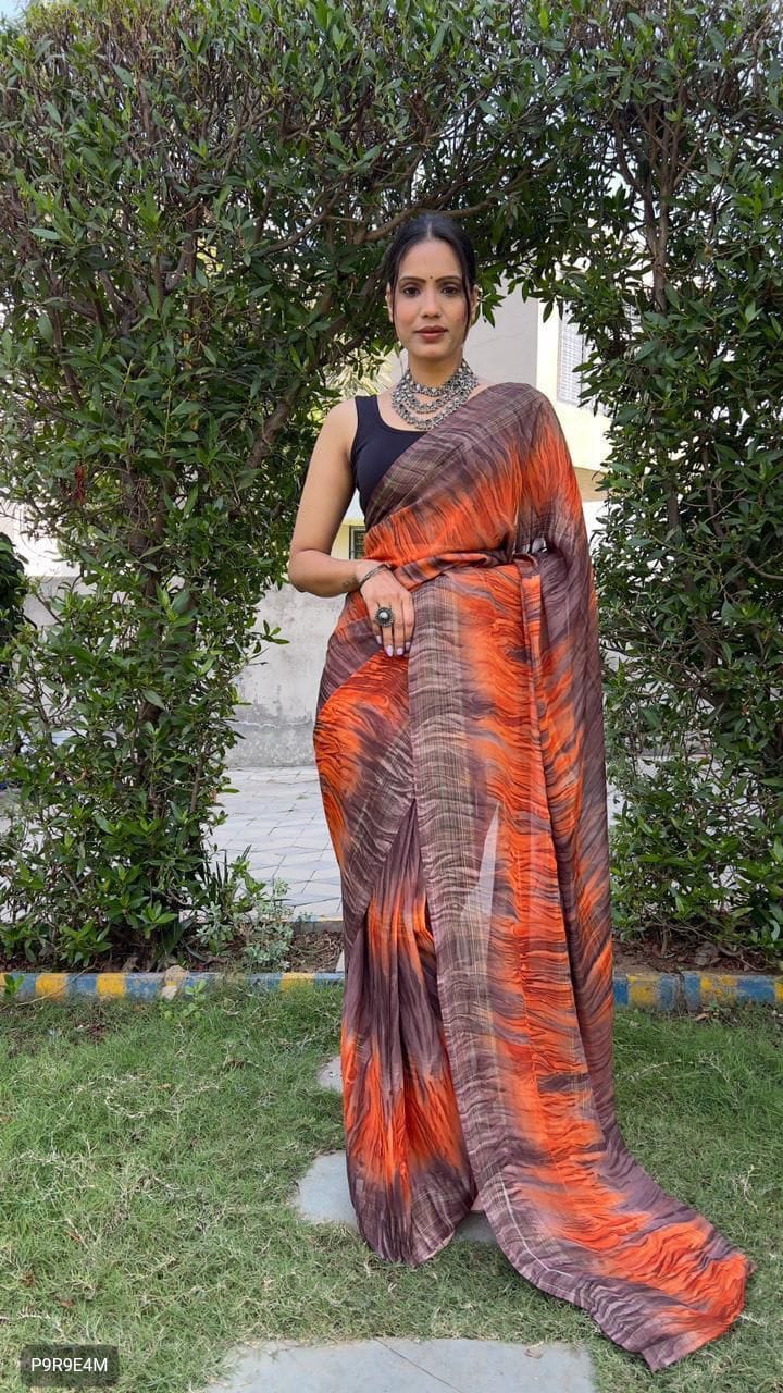 1-Minute Ready to Wear Georgette Saree with Bangalori Blouse