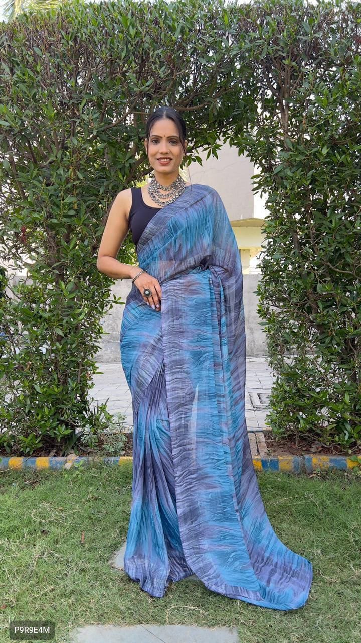 1-Minute Ready to Wear Georgette Saree with Bangalori Blouse
