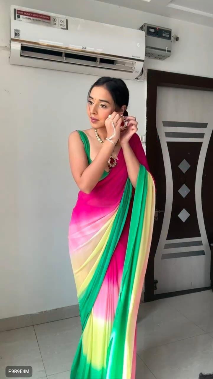 1-Minute Ready to Wear Georgette Saree with Bangalori Blouse