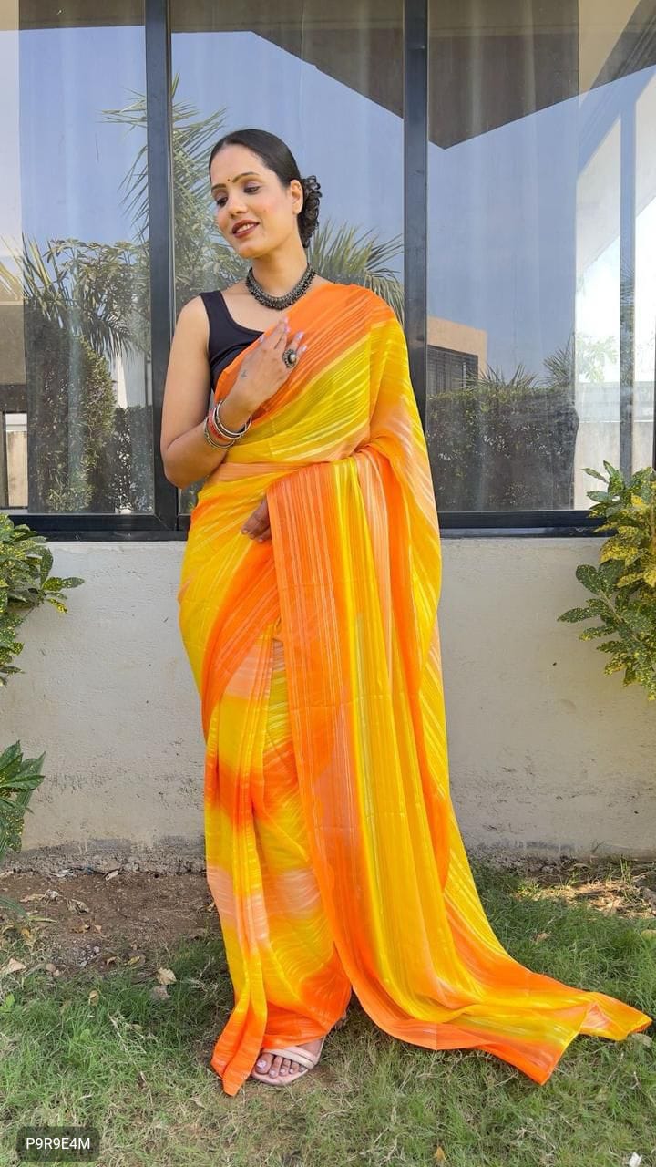 1-Minute Ready to Wear Georgette Saree with Bangalori Blouse