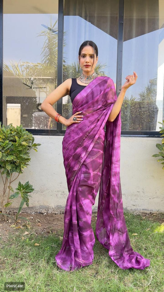 1-Minute Ready to Wear Georgette Saree with Bangalori Blouse