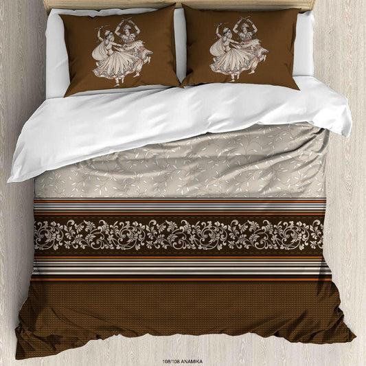 108 × 108 Inch Cotton 180 TC Procin Print Bedsheet with 2 Pillow Covers
