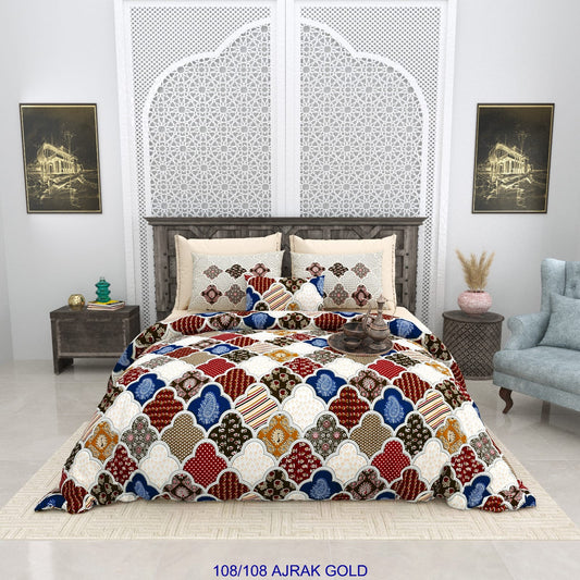 108×108 Inch Cotton Autoloom Bedsheet Set with 2 Pillow Covers