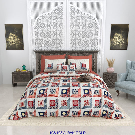 108×108 Inch Cotton Autoloom Bedsheet Set with 2 Pillow Covers