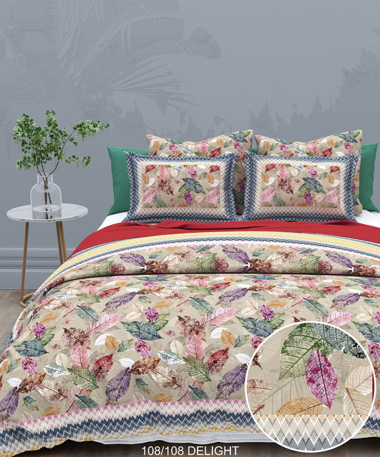 108x108 Inch 240 TC Cotton Percale Digital Print Bedsheet with Pillow Cover