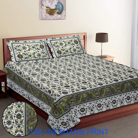 108x108 Inches Cotton Autoloom Bedsheet with 2 Zipper Pillow Covers