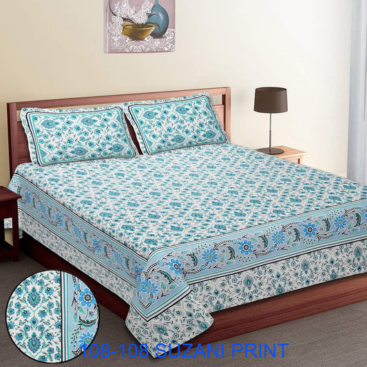 108x108 Inches Cotton Autoloom Bedsheet with 2 Zipper Pillow Covers