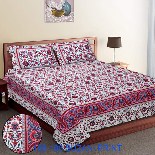 108x108 Inches Cotton Autoloom Bedsheet with 2 Zipper Pillow Covers