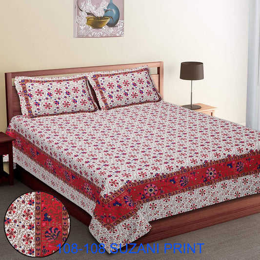 108x108 Inches Cotton Autoloom Bedsheet with 2 Zipper Pillow Covers