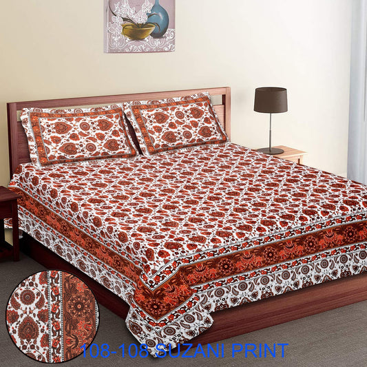 108x108 Inches Cotton Autoloom Bedsheet with 2 Zipper Pillow Covers