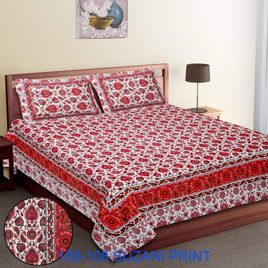 108x108 Inches Cotton Autoloom Bedsheet with 2 Zipper Pillow Covers