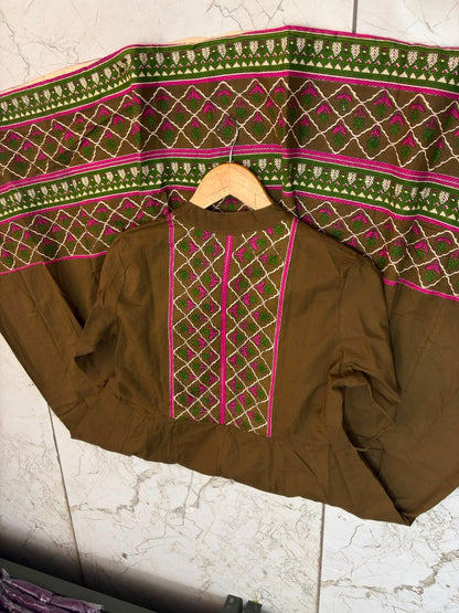 12 Kali Cotton Anarkali Suit Set with Printed Mal Mal Dupatta