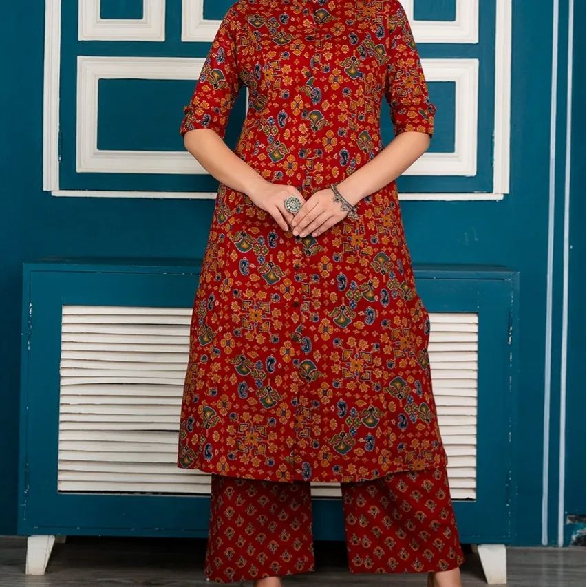 Red Patola Printed Kurti with Pant Set