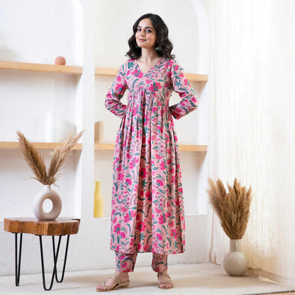 Elegance Reimagined: Pink Rayon Naira Cut Suit with Pant