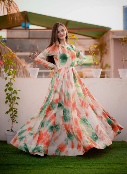 Organza Gown with Silk Inner and Pockets