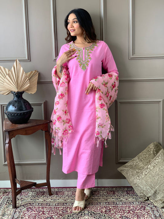 Off-White Flared Suit with Embroidery – Sukriti Store