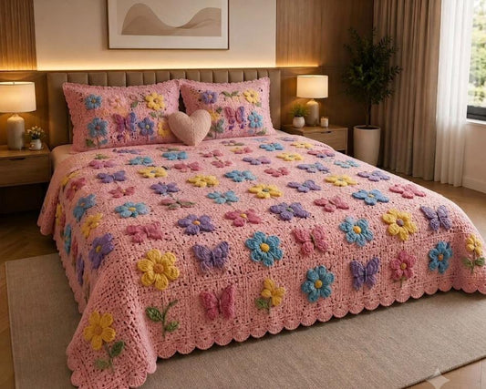 3-Piece Cotton King Size Bedsheet Set with 2 Pillow Covers