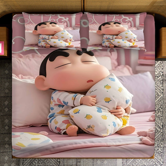 3-Piece Cotton King Size Bedsheet Set with 2 Pillow Covers