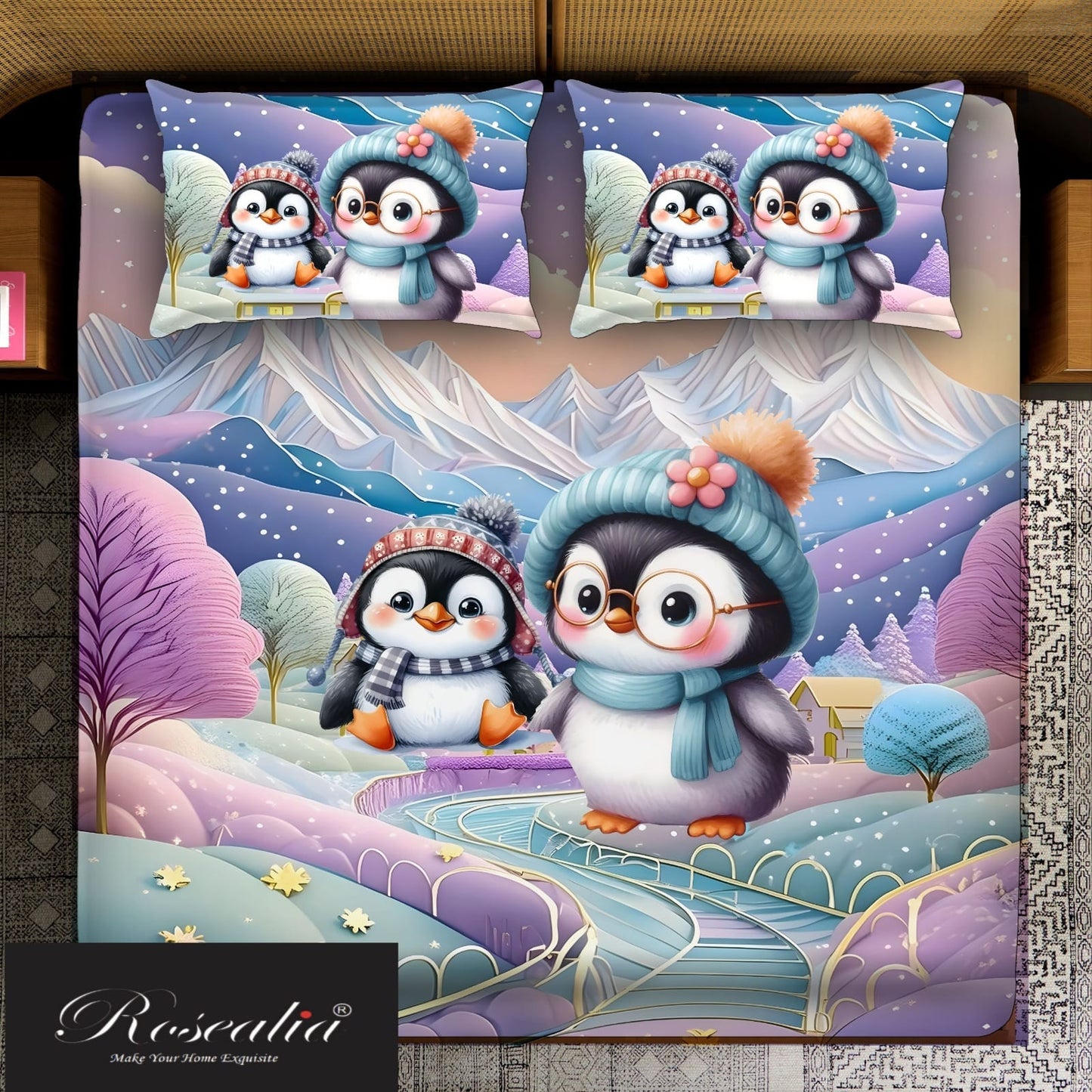 3-Piece Cotton King Size Bedsheet Set with 2 Pillow Covers