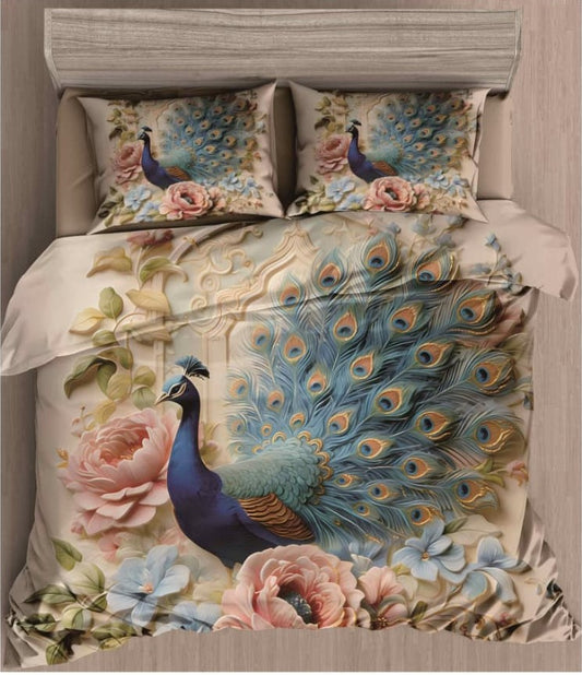 3-Piece Cotton King Size Bedsheet Set with 2 Pillow Covers