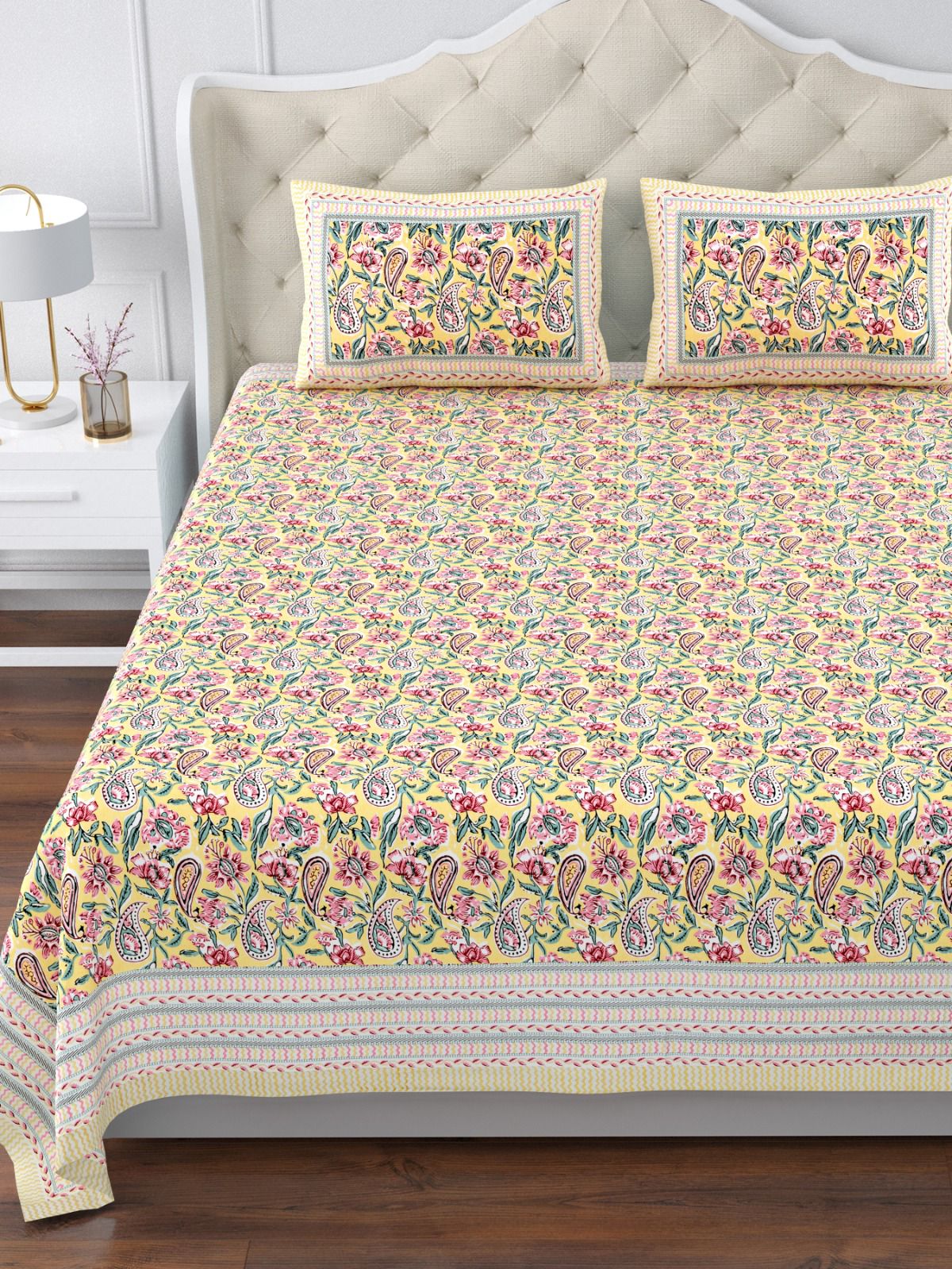 350 TC Cotton Bedsheet 120×120 with 2 Pillow Covers