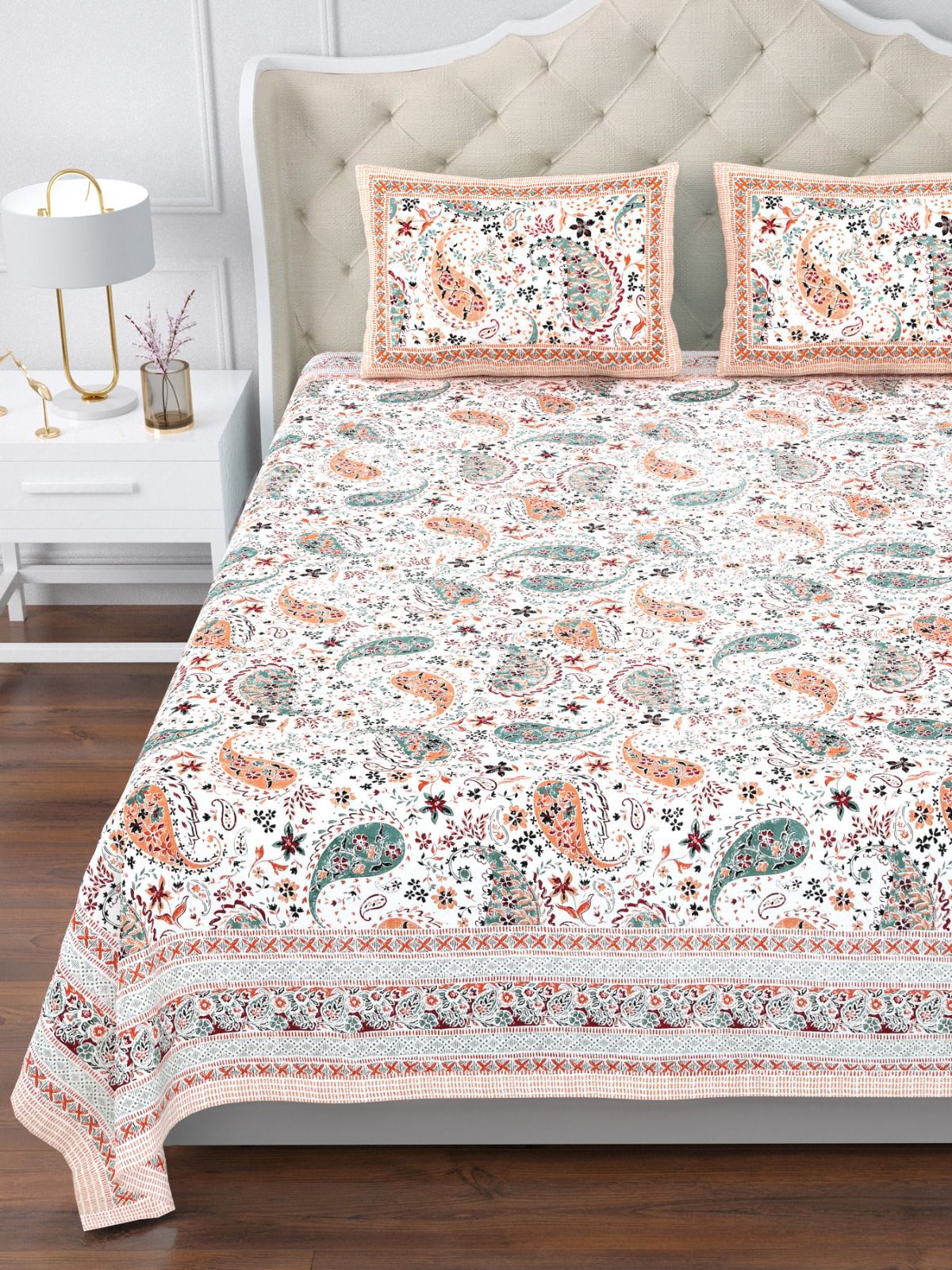 350 TC Cotton Bedsheet 120×120 with 2 Pillow Covers