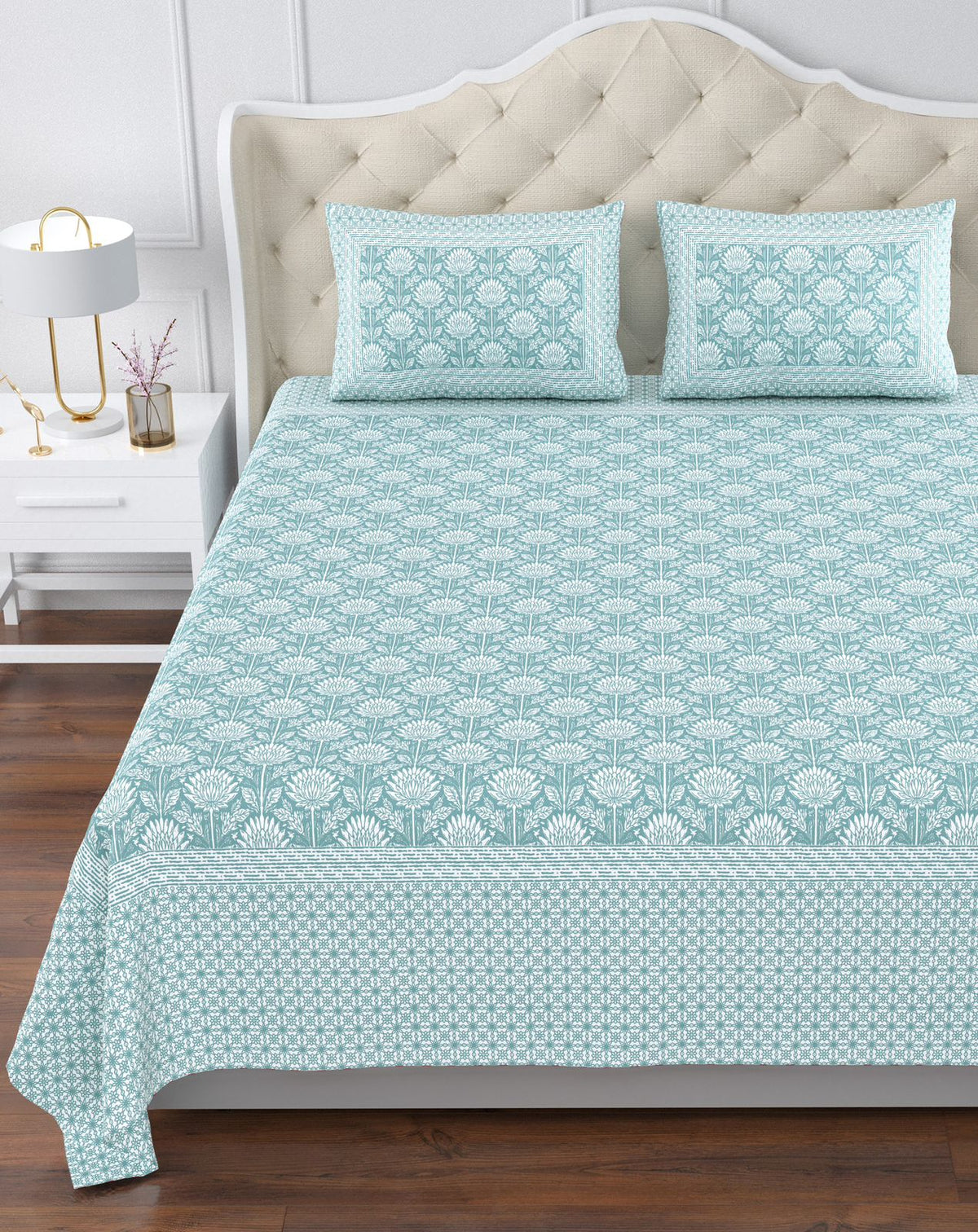 350 TC Cotton Bedsheet 120×120 with 2 Pillow Covers