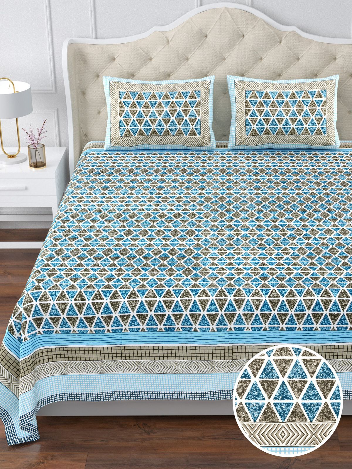 350 TC Cotton Bedsheet 120×120 with 2 Pillow Covers