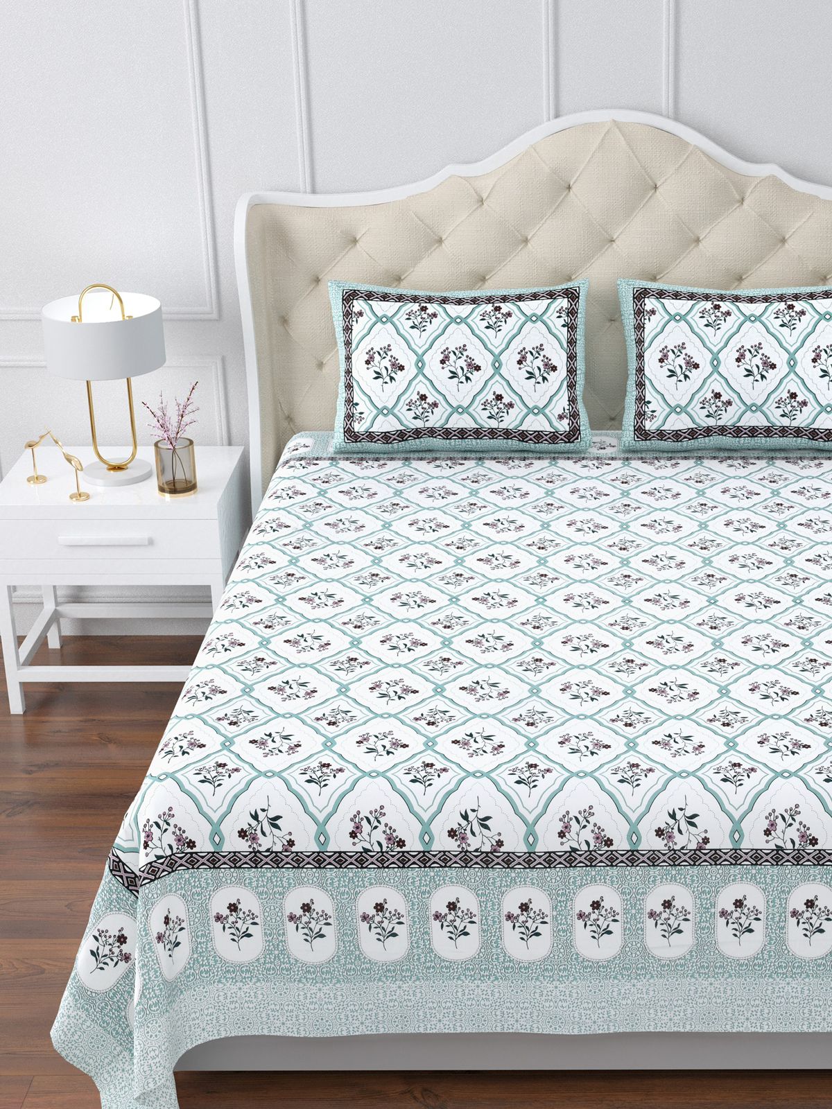 350 TC Cotton Bedsheet 120×120 with 2 Pillow Covers