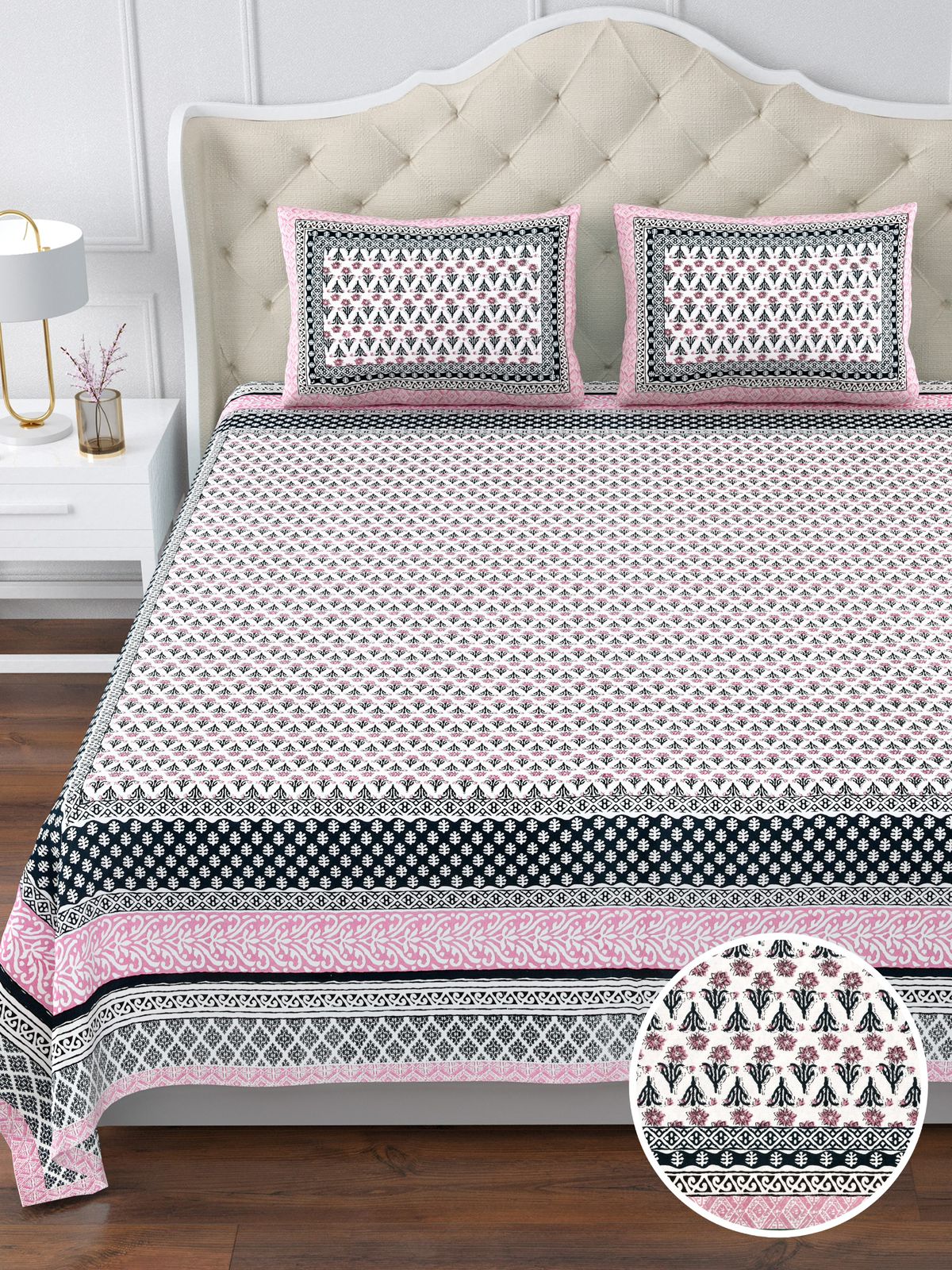 350 TC Cotton Bedsheet 120×120 with 2 Pillow Covers