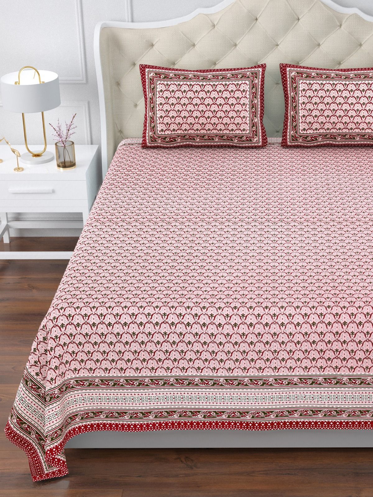 350 TC Cotton Bedsheet 120×120 with 2 Pillow Covers
