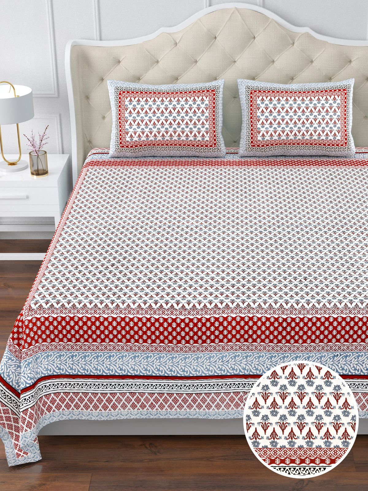 350 TC Cotton Bedsheet 120×120 with 2 Pillow Covers