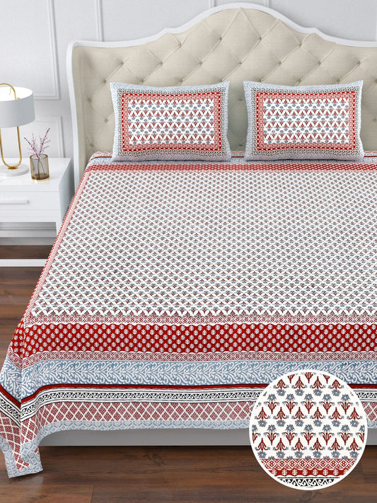 350 TC Cotton Bedsheet 120×120 with 2 Pillow Covers