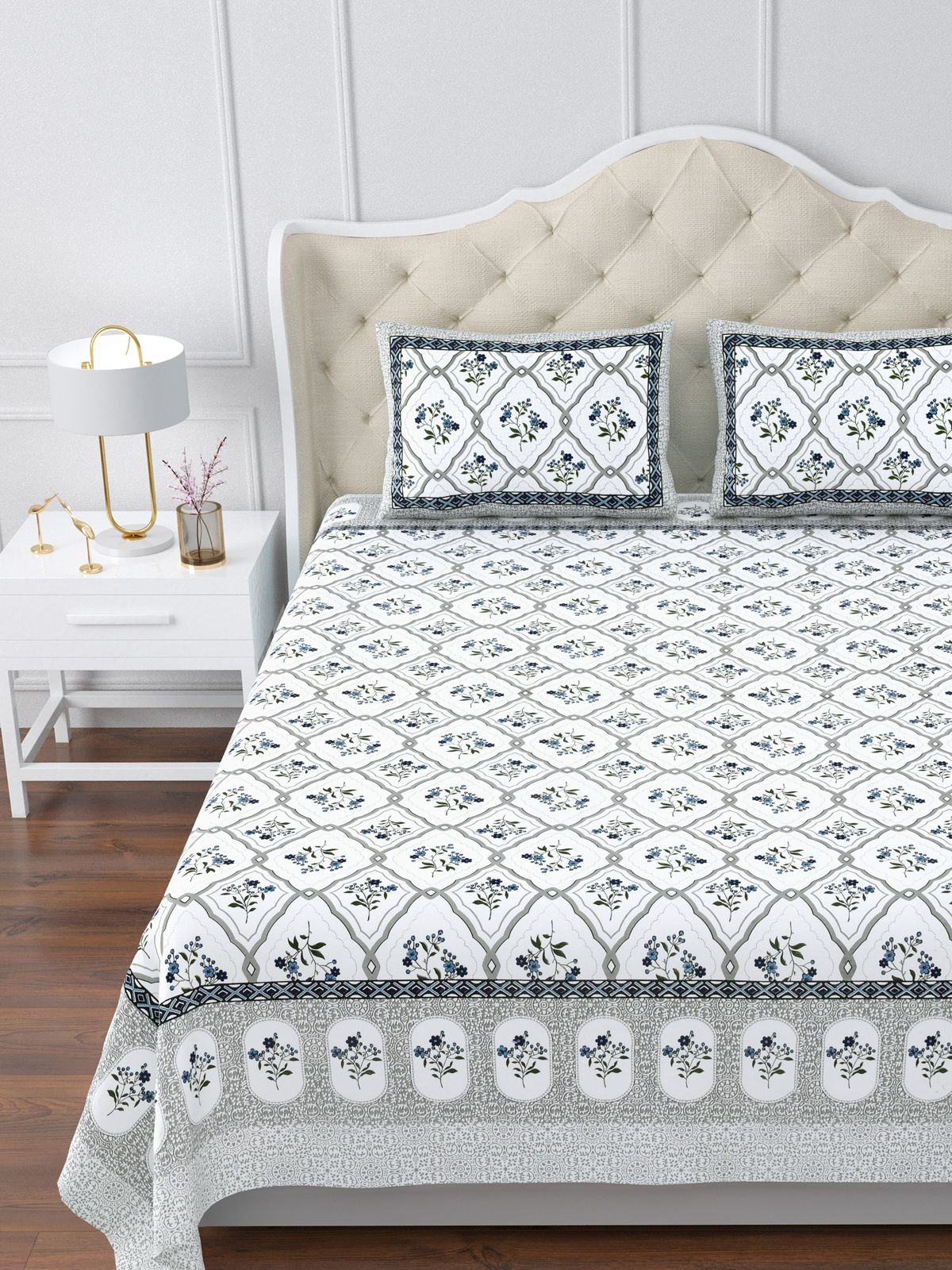 350 TC Cotton Bedsheet 120×120 with 2 Pillow Covers