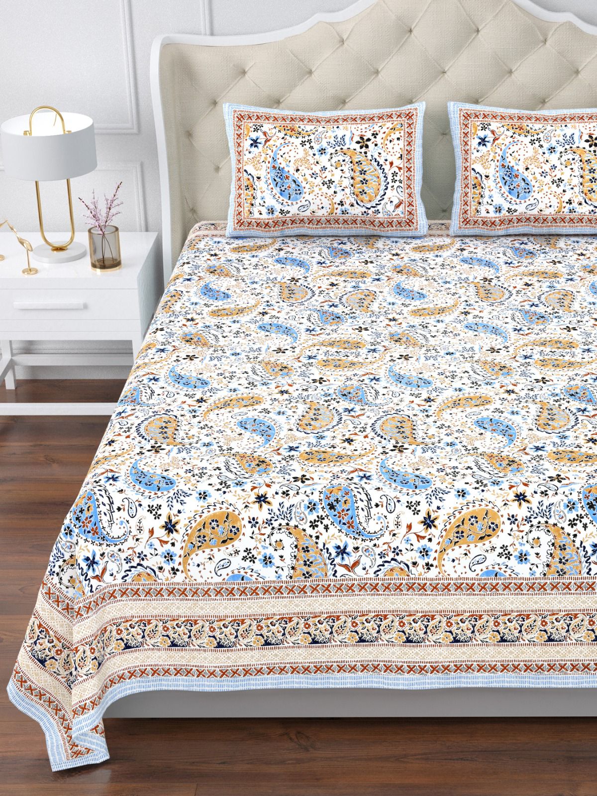 350 TC Cotton Bedsheet 120×120 with 2 Pillow Covers