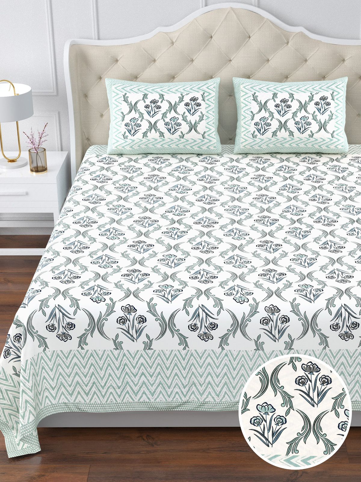 350 TC Cotton Bedsheet 120×120 with 2 Pillow Covers