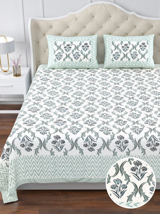 350 TC Cotton Bedsheet 120×120 with 2 Pillow Covers