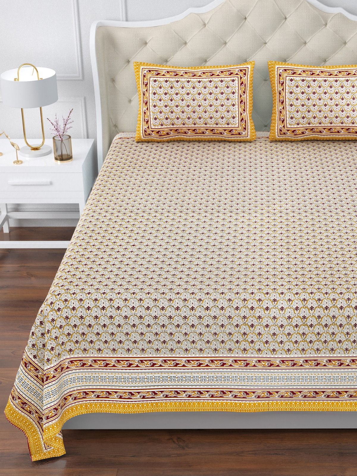 350 TC Cotton Bedsheet 120×120 with 2 Pillow Covers