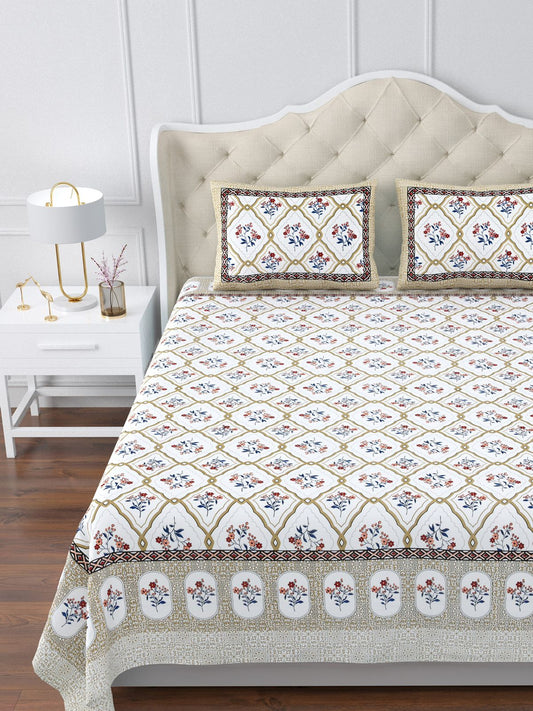 350 TC Cotton Bedsheet 120×120 with 2 Pillow Covers