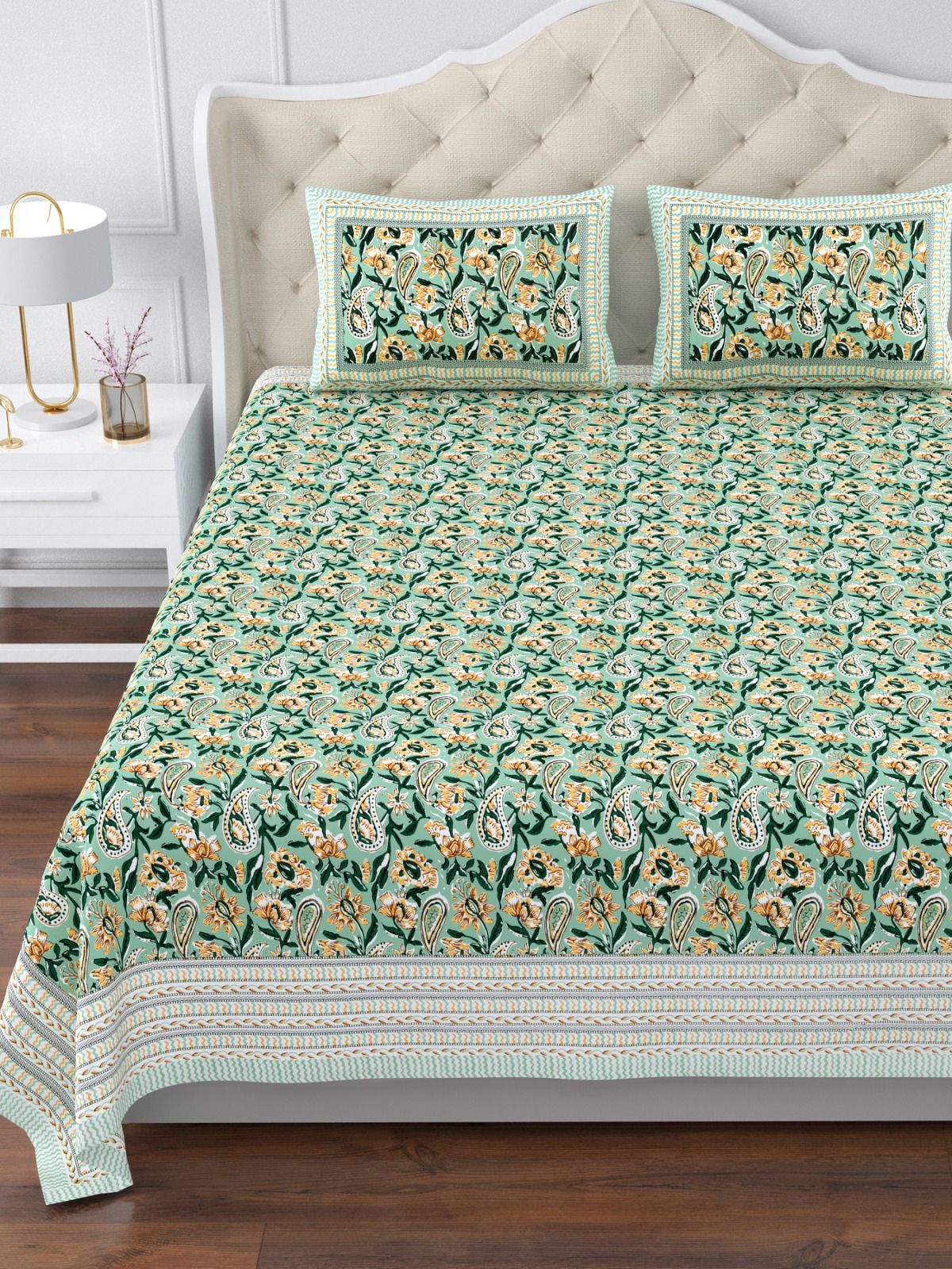 350 TC Cotton Bedsheet 120×120 with 2 Pillow Covers