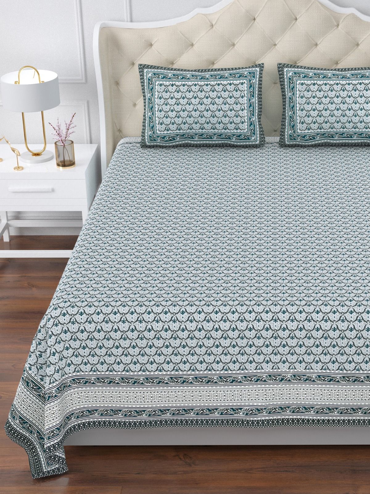 350 TC Cotton Bedsheet 120×120 with 2 Pillow Covers