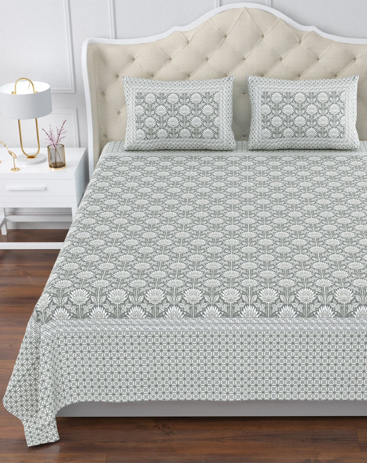 350 TC Cotton Bedsheet 120×120 with 2 Pillow Covers
