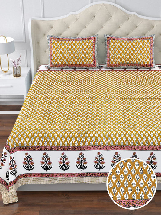 350 TC Cotton Bedsheet 120×120 with 2 Pillow Covers