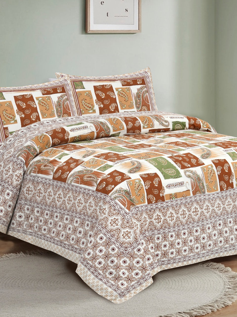 Jumbo-Size Bedsheet with Pillow Covers – Cotton Viscose Blend, 108 x 108 Inches, Stitched Sides