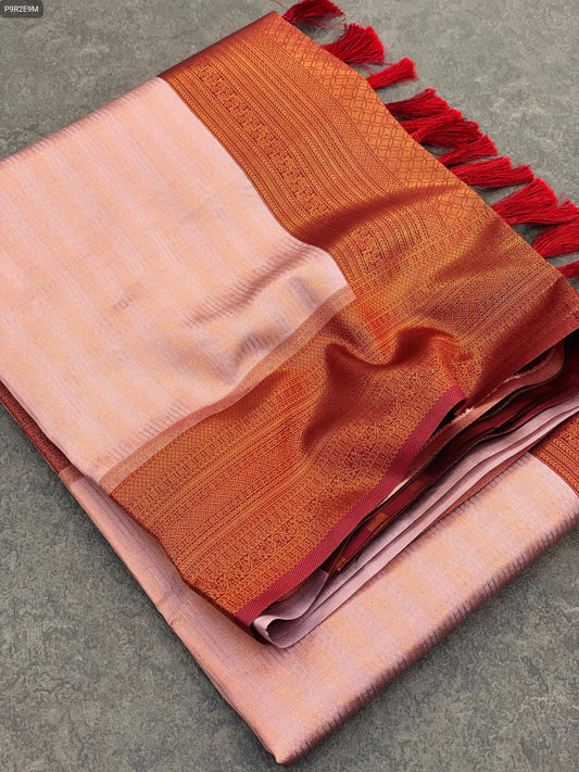 Kubera Pattu Kanjivaram Silk Saree – Dual-Tone Border, Contrast Pallu, and Brocade Blouse