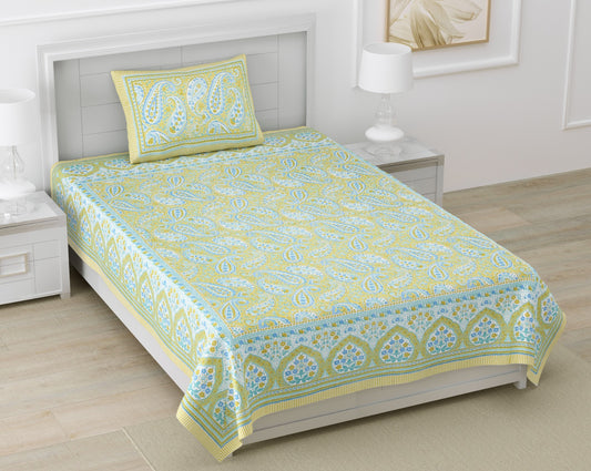 Cotton Autoloom Single Bedsheet Set with Pillow Cover