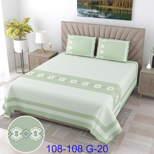 9×9 Ft Cotton Autoloom Bedsheet with 2 Flap Pillow Covers
